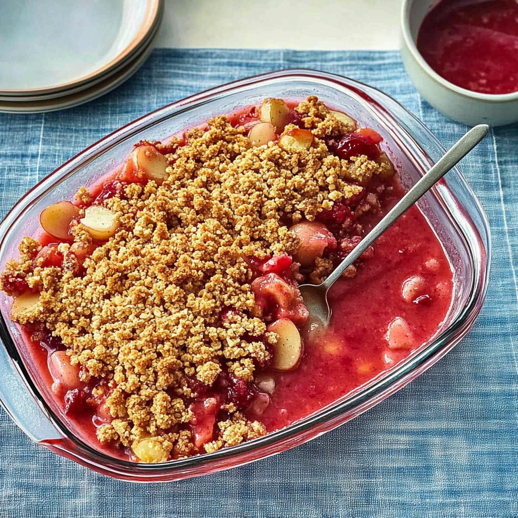 Recipe preparation for Cherry Rhubarb Crisp