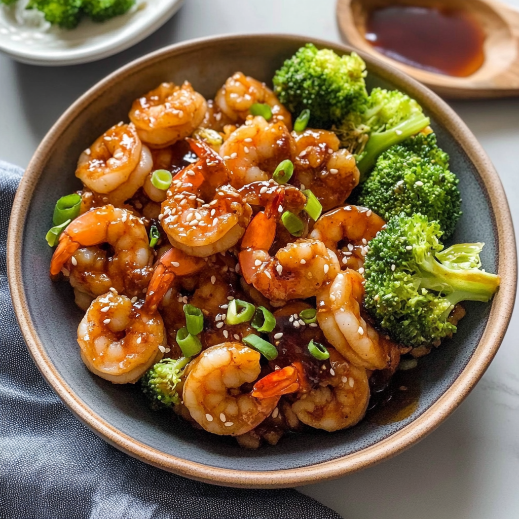Recipe preparation for Sticky Garlic Sesame Shrimp Bowls