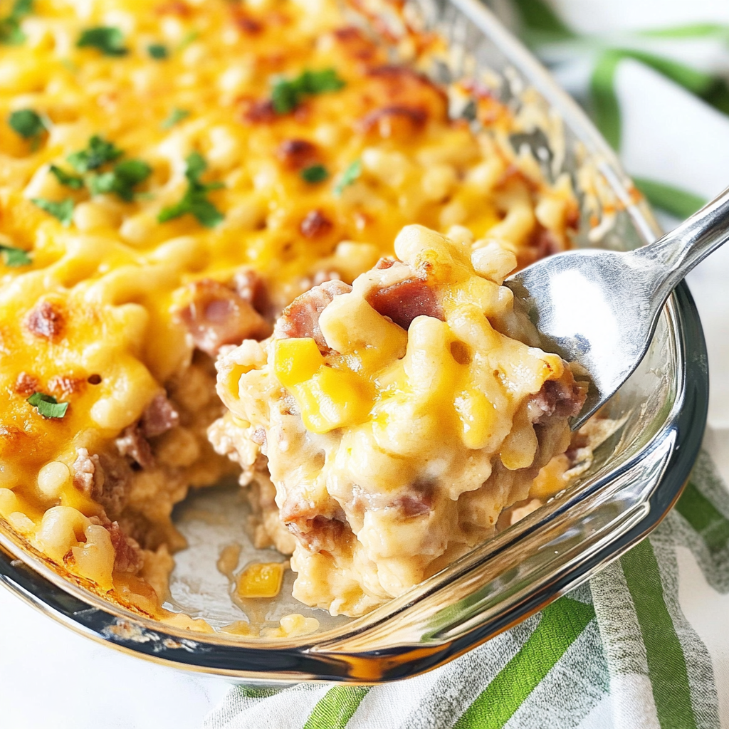 Recipe preparation for Easy Ham And Cheese Casserole
