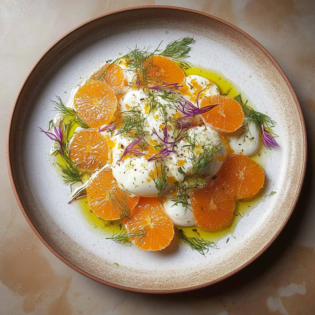 Recipe preparation for Mandarin, Fennel, and Burrata Salad