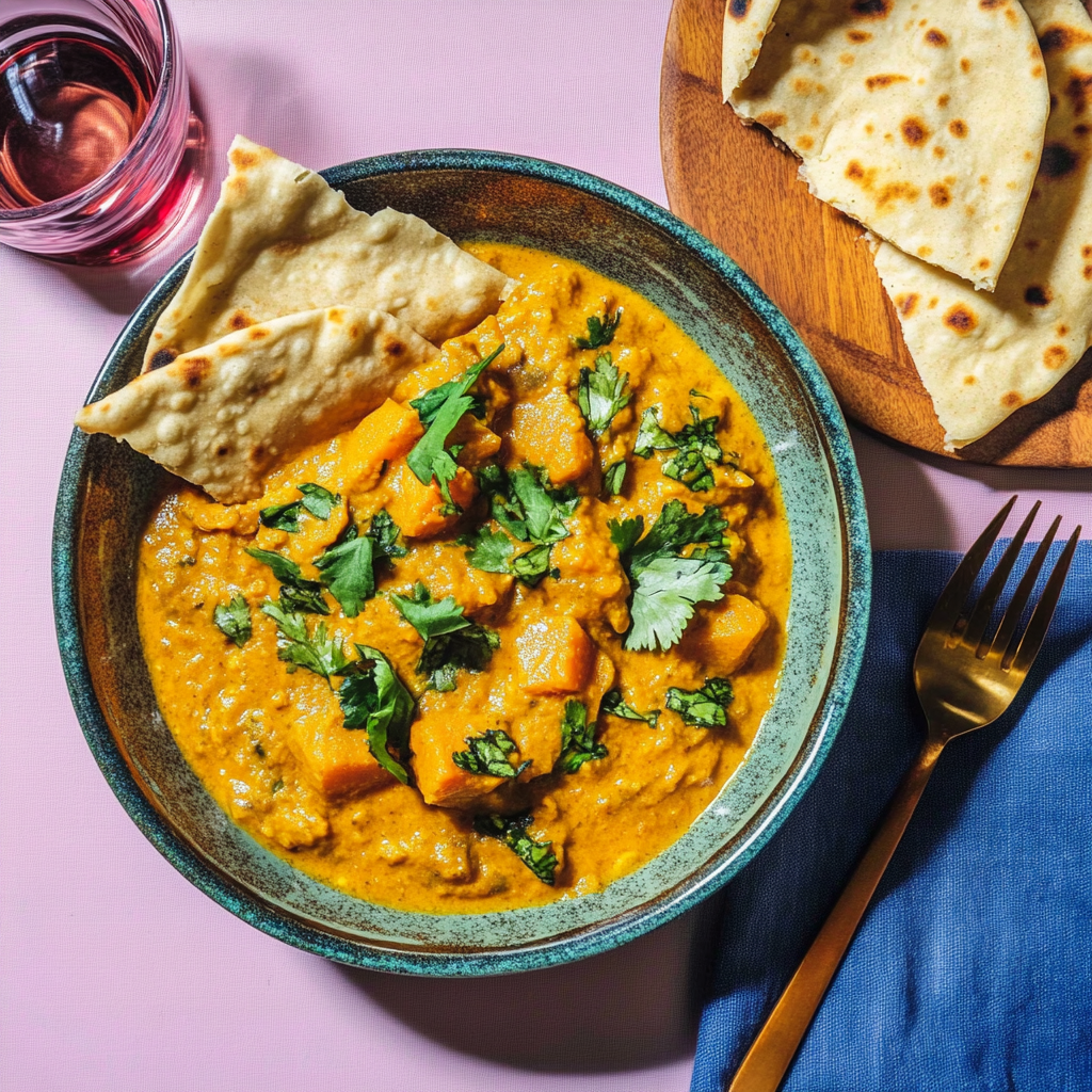 Recipe preparation for Vegan Sweet Potato & Coconut Dal