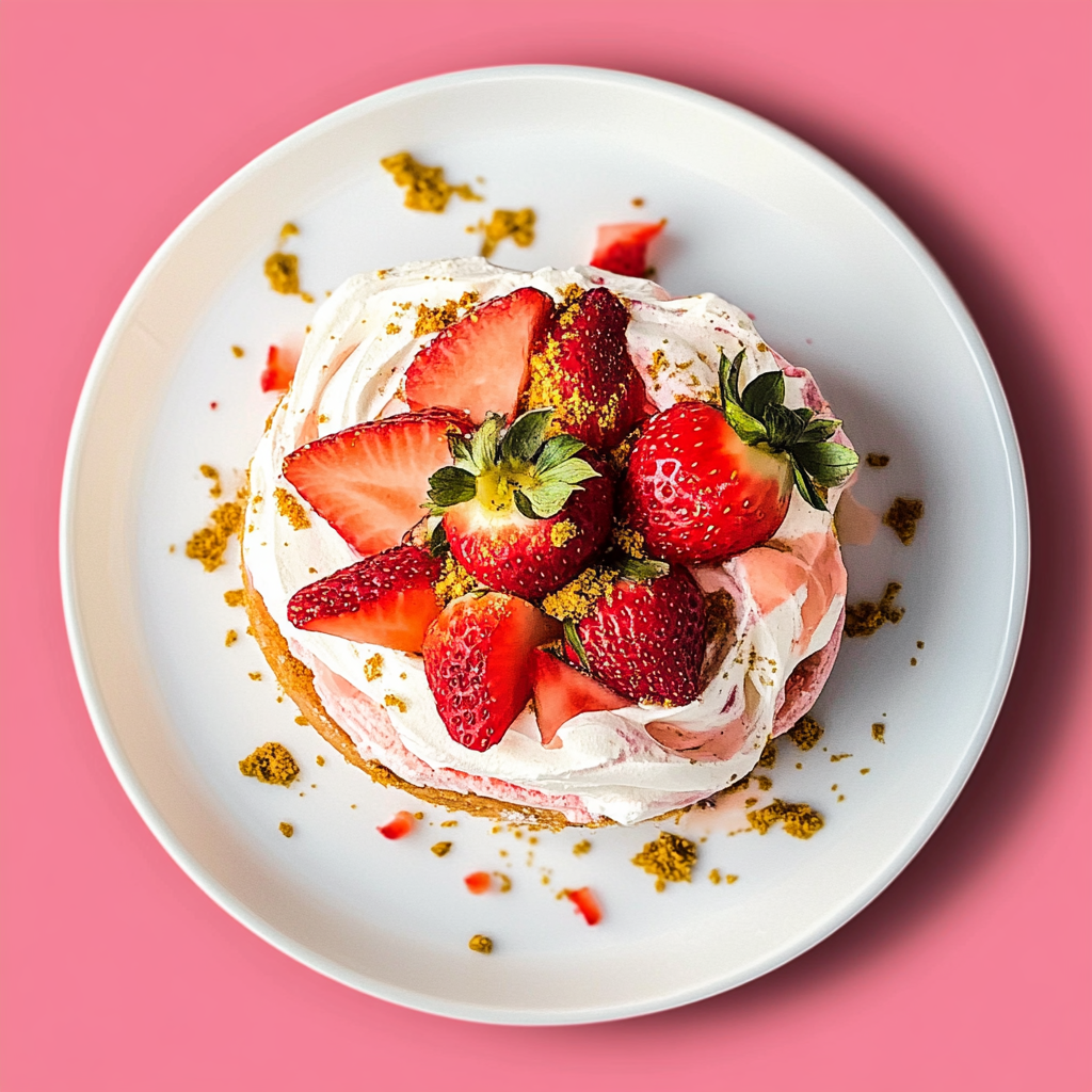 Recipe preparation for Strawberry Rose Pavlova Nests