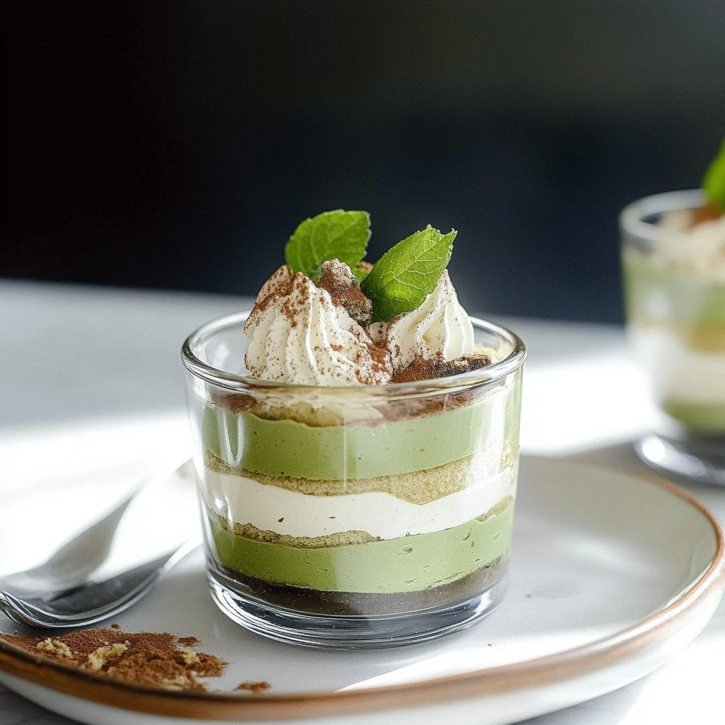 Recipe preparation for Matcha Tiramisu Dessert Jars