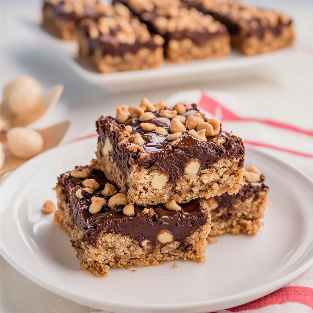Recipe preparation for Chocolate Peanut Butter Oatmeal Bars
