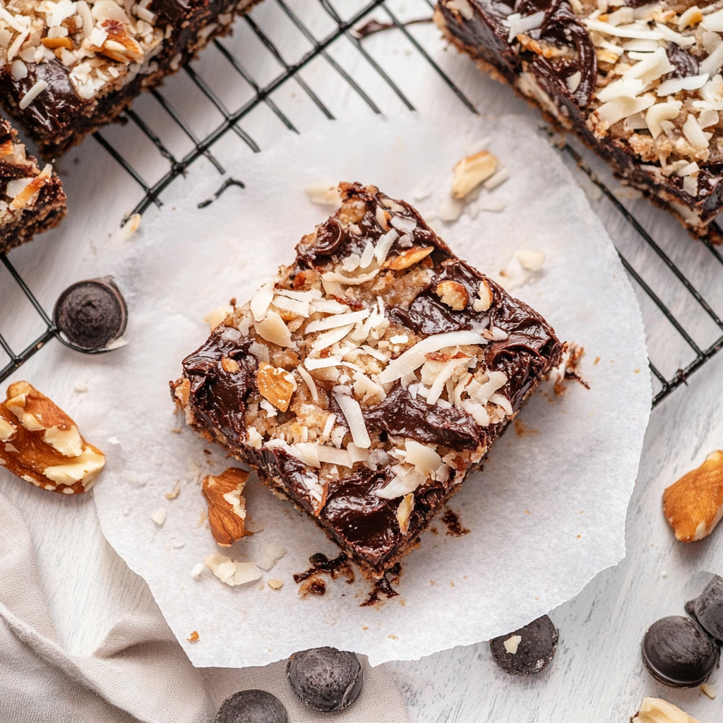 Recipe preparation for Chocolate Coconut Bars
