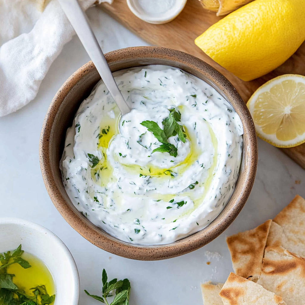 Recipe preparation for Tzatziki Yogurt Dip