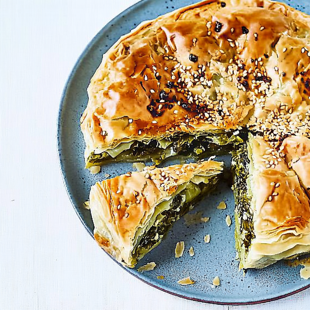 Recipe preparation for Spring Greens Spanakopita