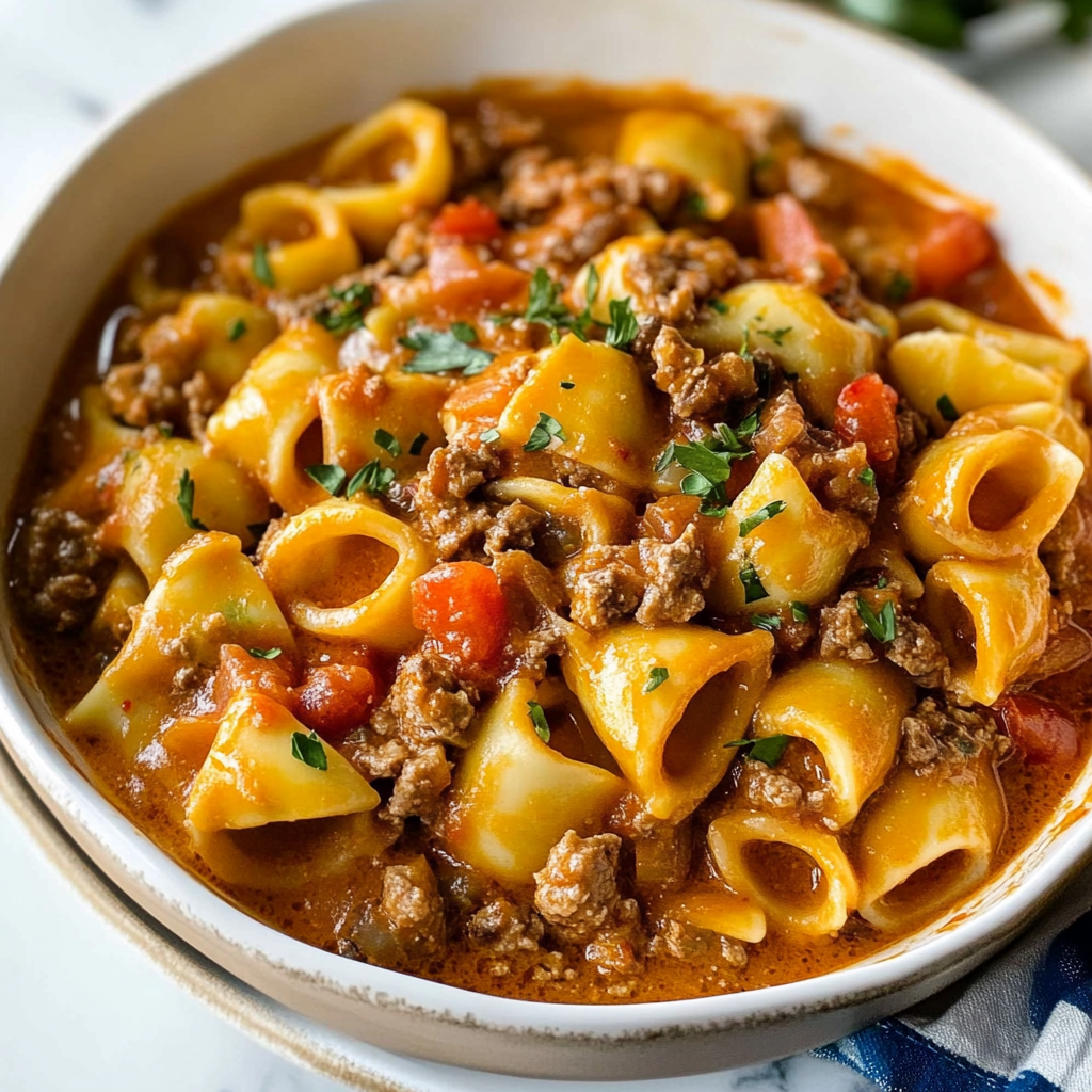 Recipe preparation for One Pot Creamy Taco Pasta
