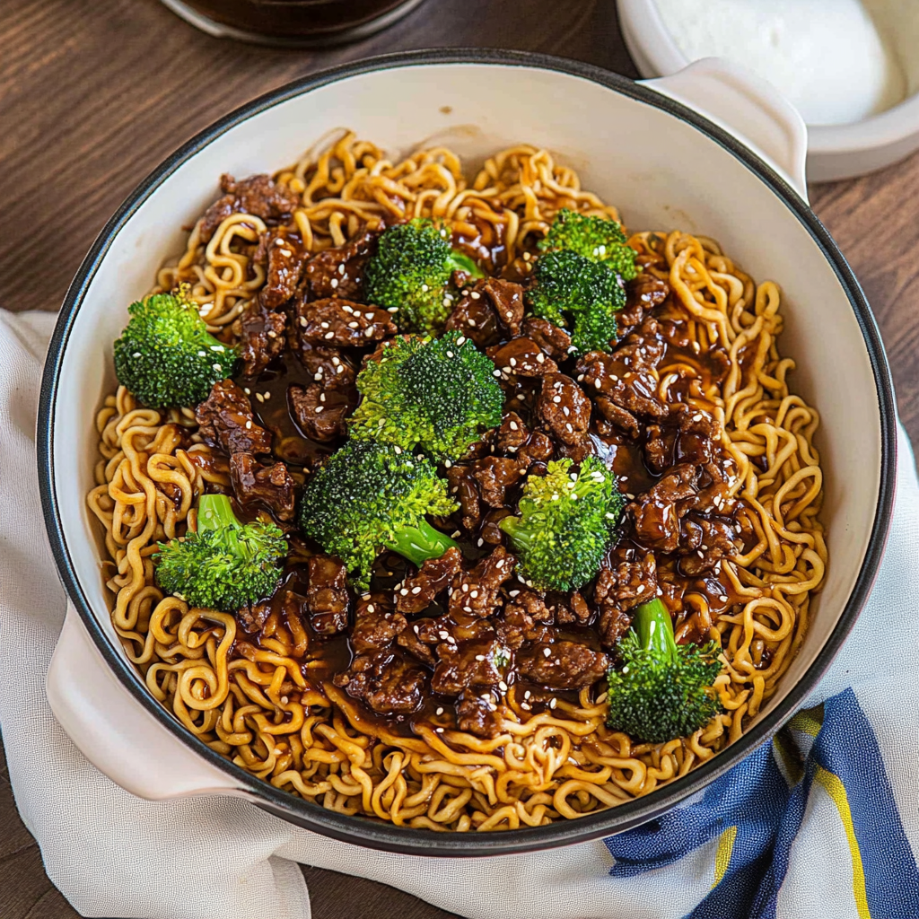 Recipe preparation for Beef Teriyaki Ramen Bowls