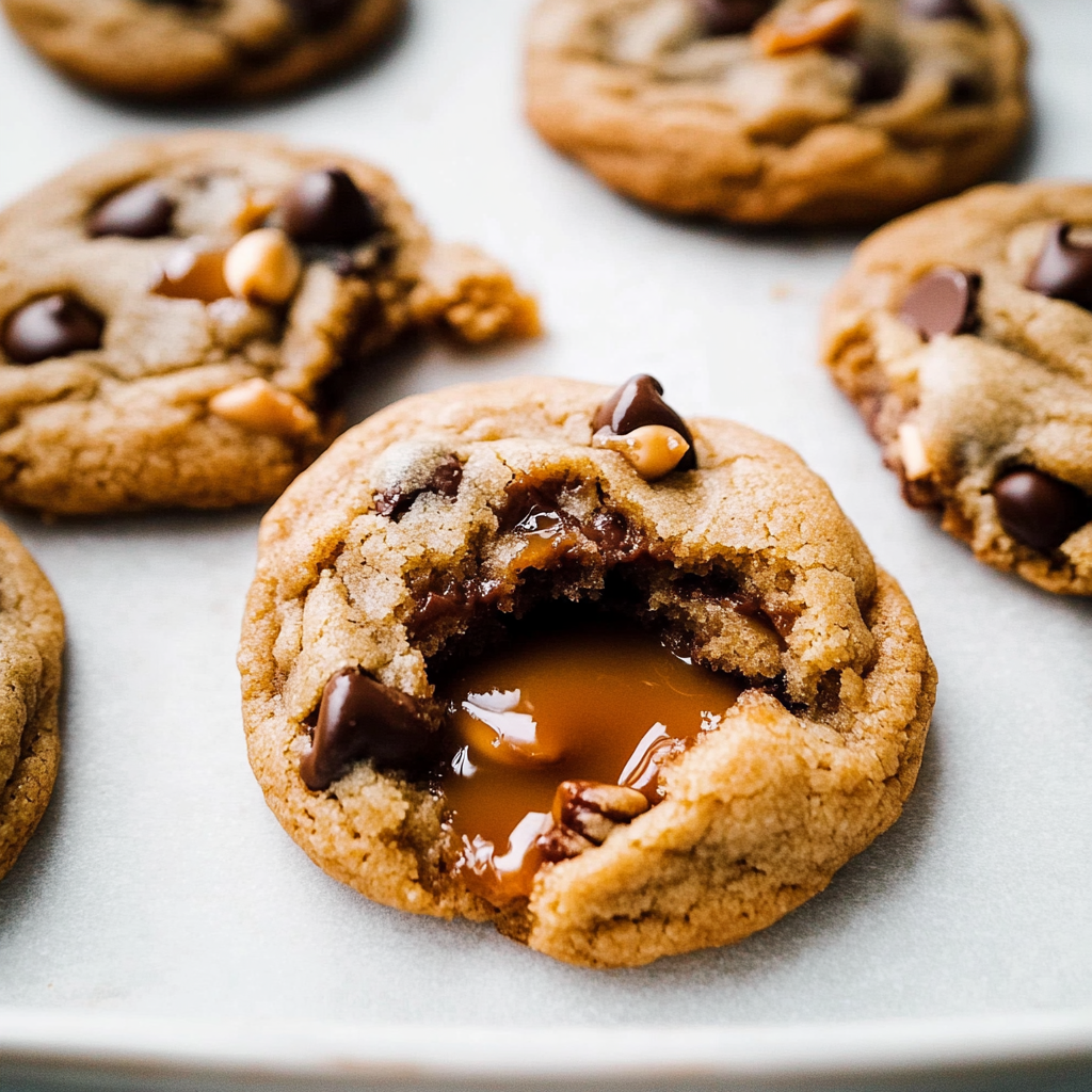 Recipe preparation for Chocolate Chip Caramel Cookies