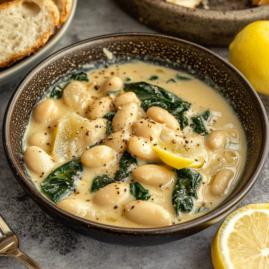 Recipe preparation for Creamy Lemon Tahini Butter Beans on Toasted Sourdough