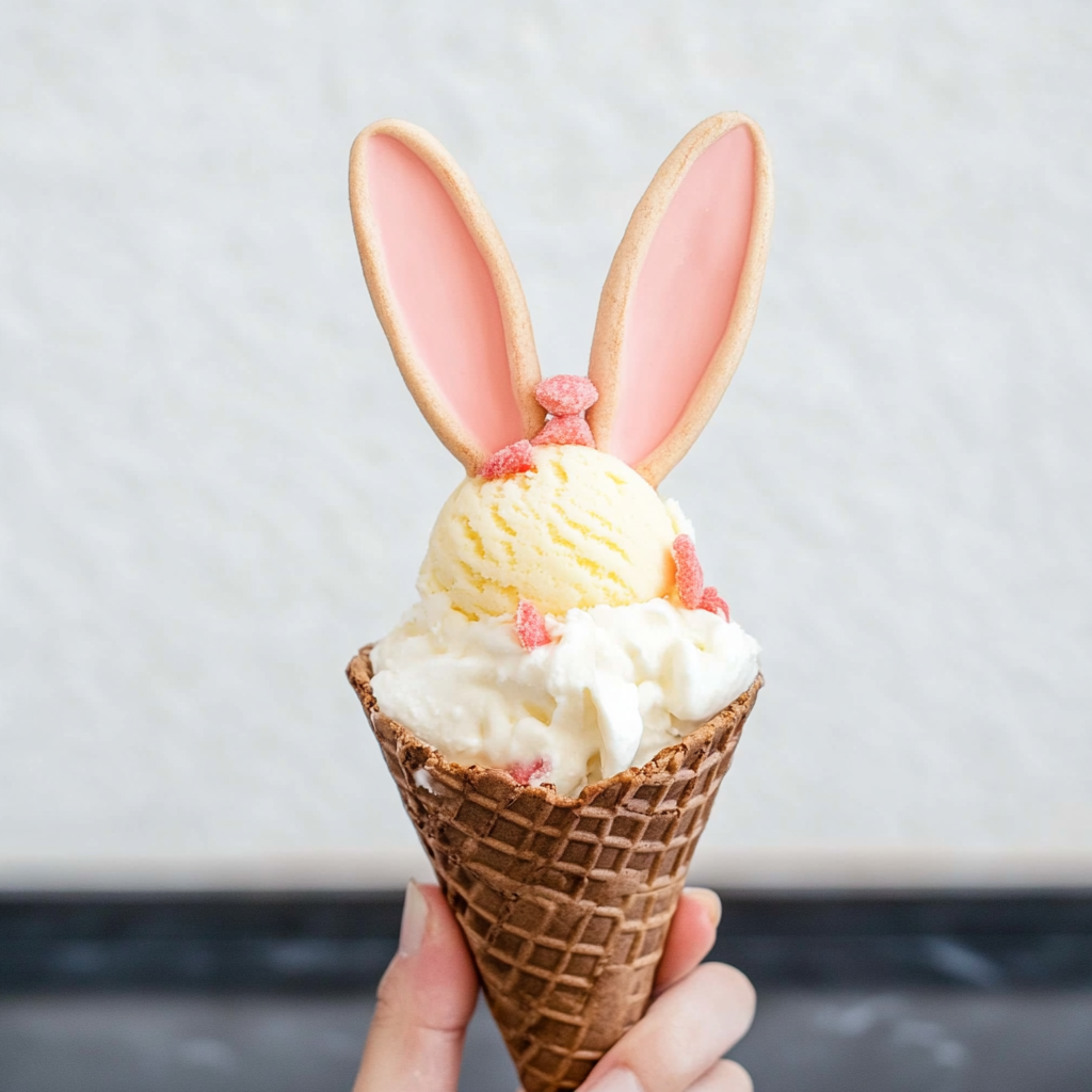 Recipe preparation for Easter Bunny Ice Cream