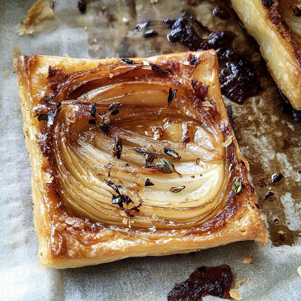 Recipe preparation for Upside-Down Onion Tartlets