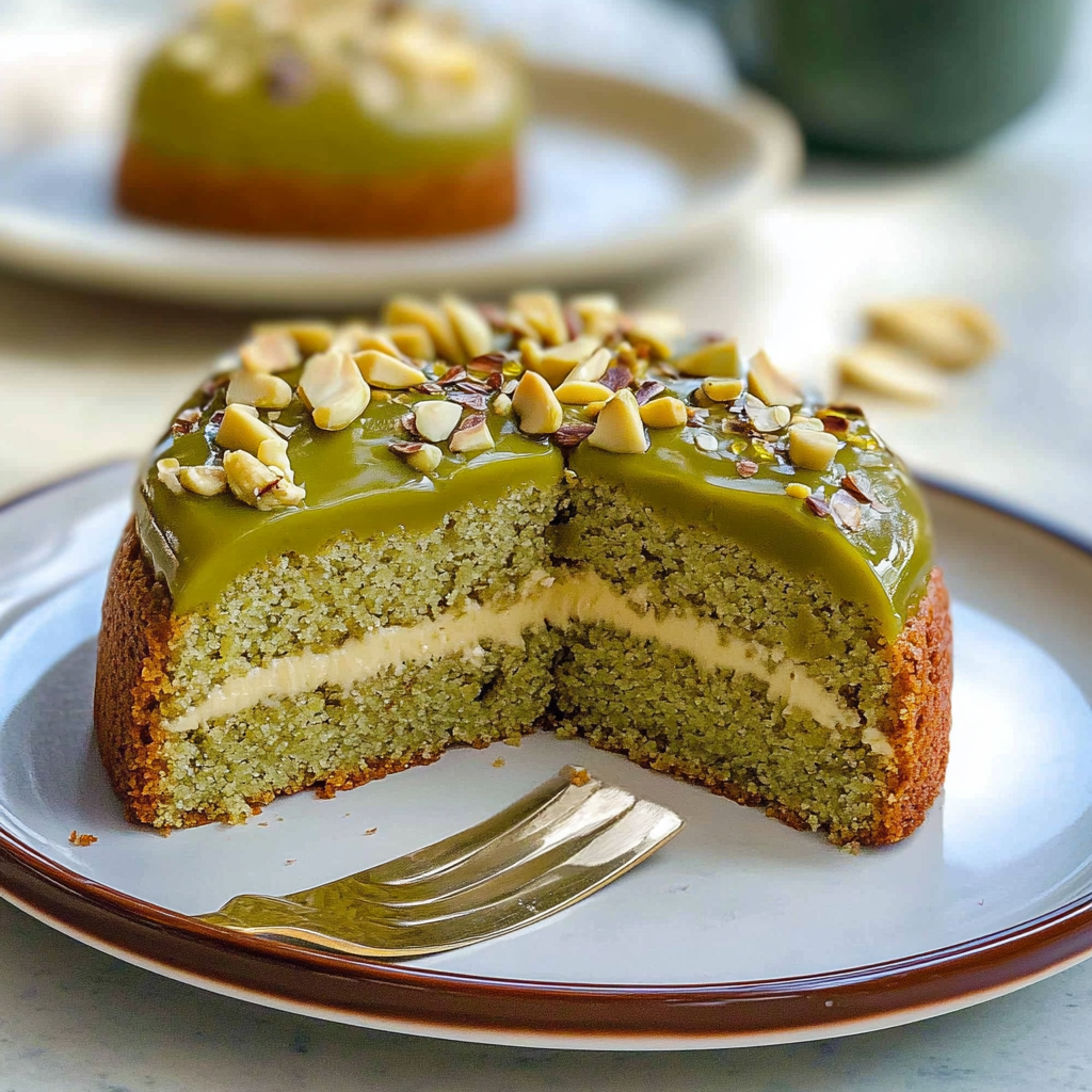 Recipe preparation for Pistachio Brown Butter Cake