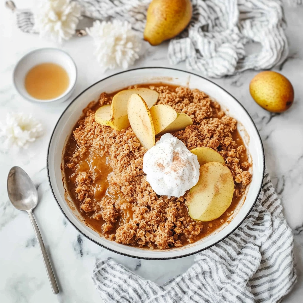 Recipe preparation for Spiced Pear Crumble