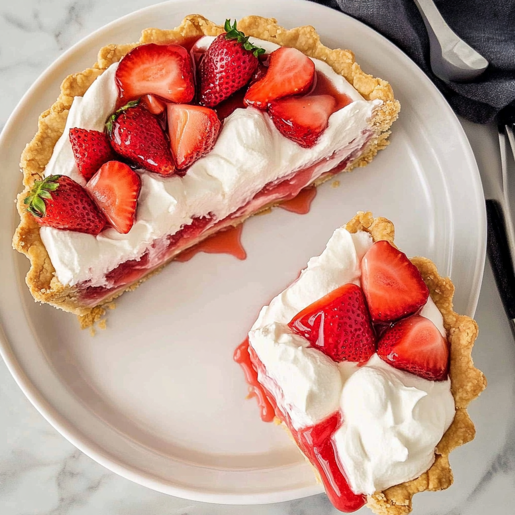 Recipe preparation for Flaky Strawberry Cream Pie