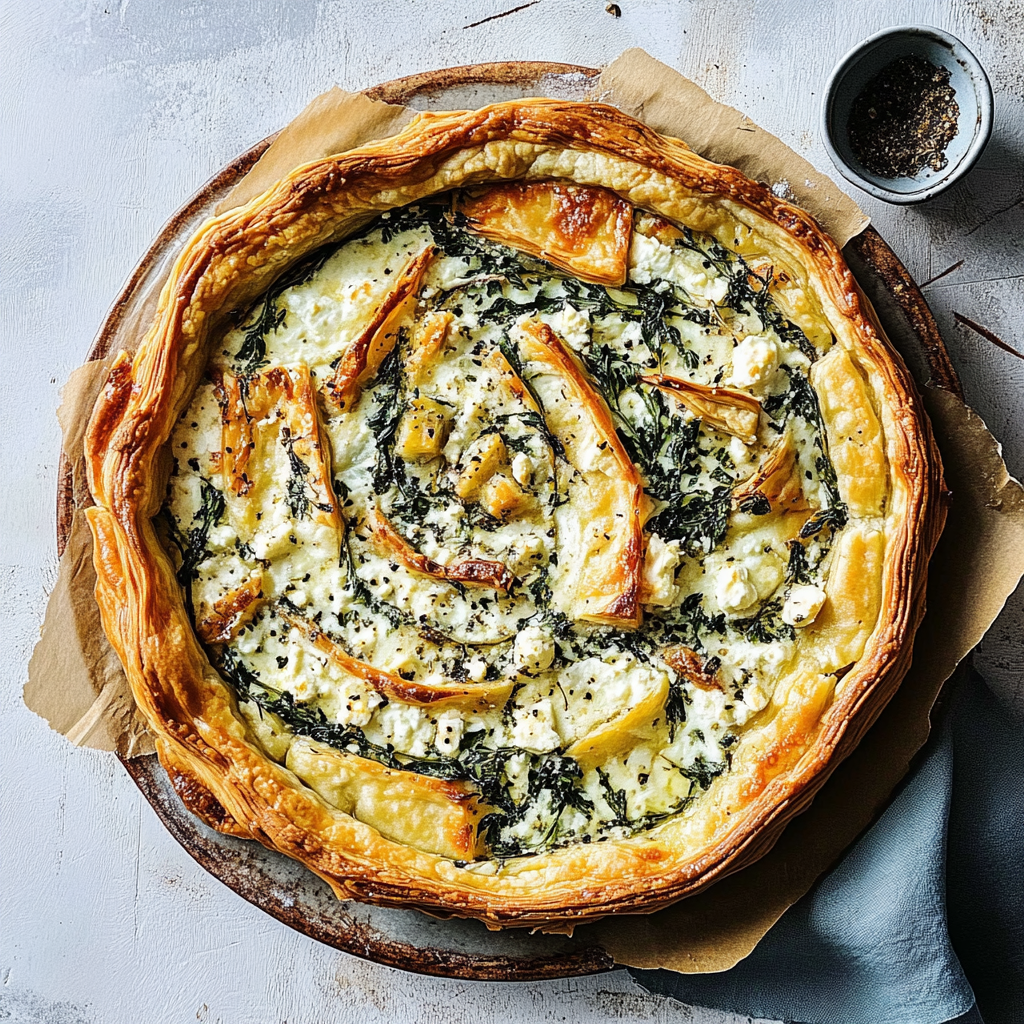 Recipe preparation for Corn and Feta Tart with Fresh Terragon