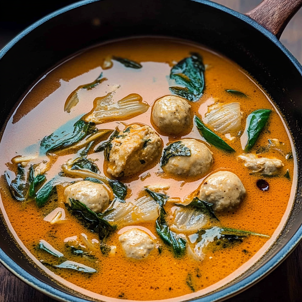 Recipe preparation for Thai Inspired Chicken Meatball Soup