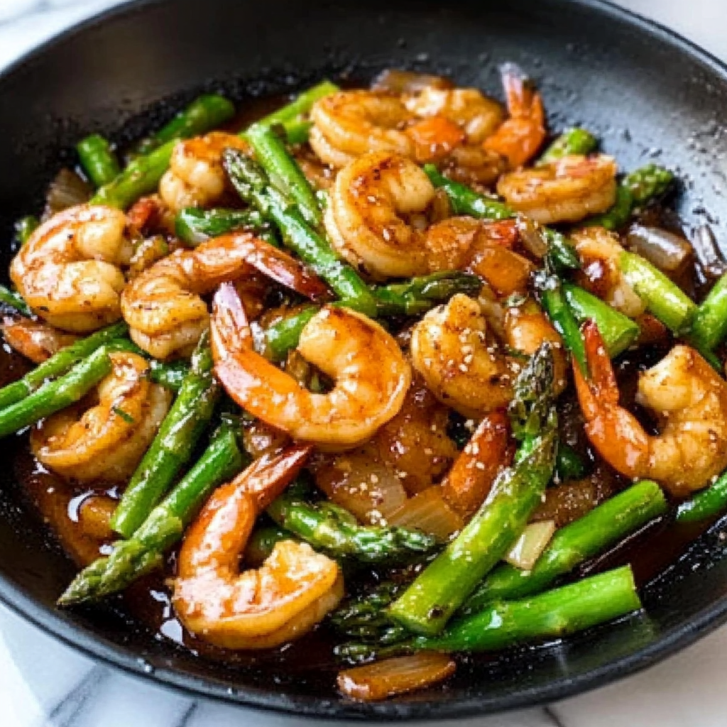 Recipe preparation for Quick Shrimp and Asparagus Stir-Fry