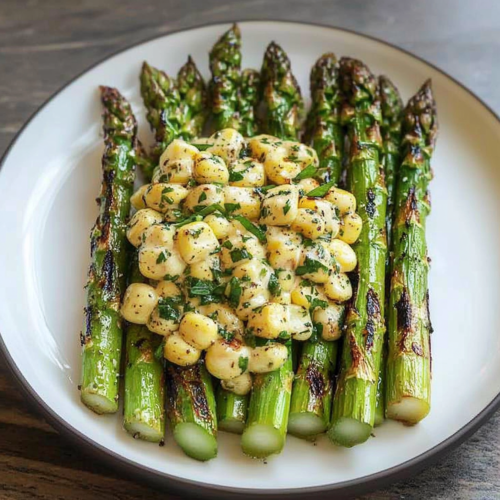 Recipe preparation for Grilled Corn, Asparagus and Spring Onion Salad