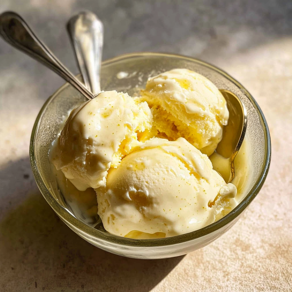 Recipe preparation for Lemon Olive Oil Ice Cream