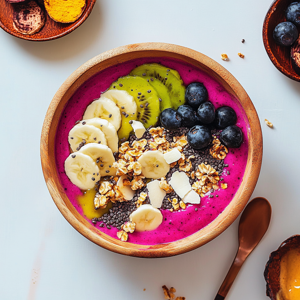 Recipe preparation for Dragon Fruit Smoothie Bowl
