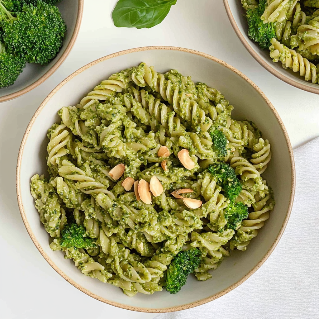 Recipe preparation for Vegan Broccoli Pesto Pasta