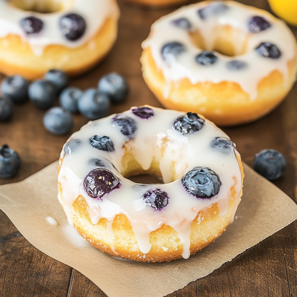 Recipe preparation for Baked Lemon Blueberry Doughnuts