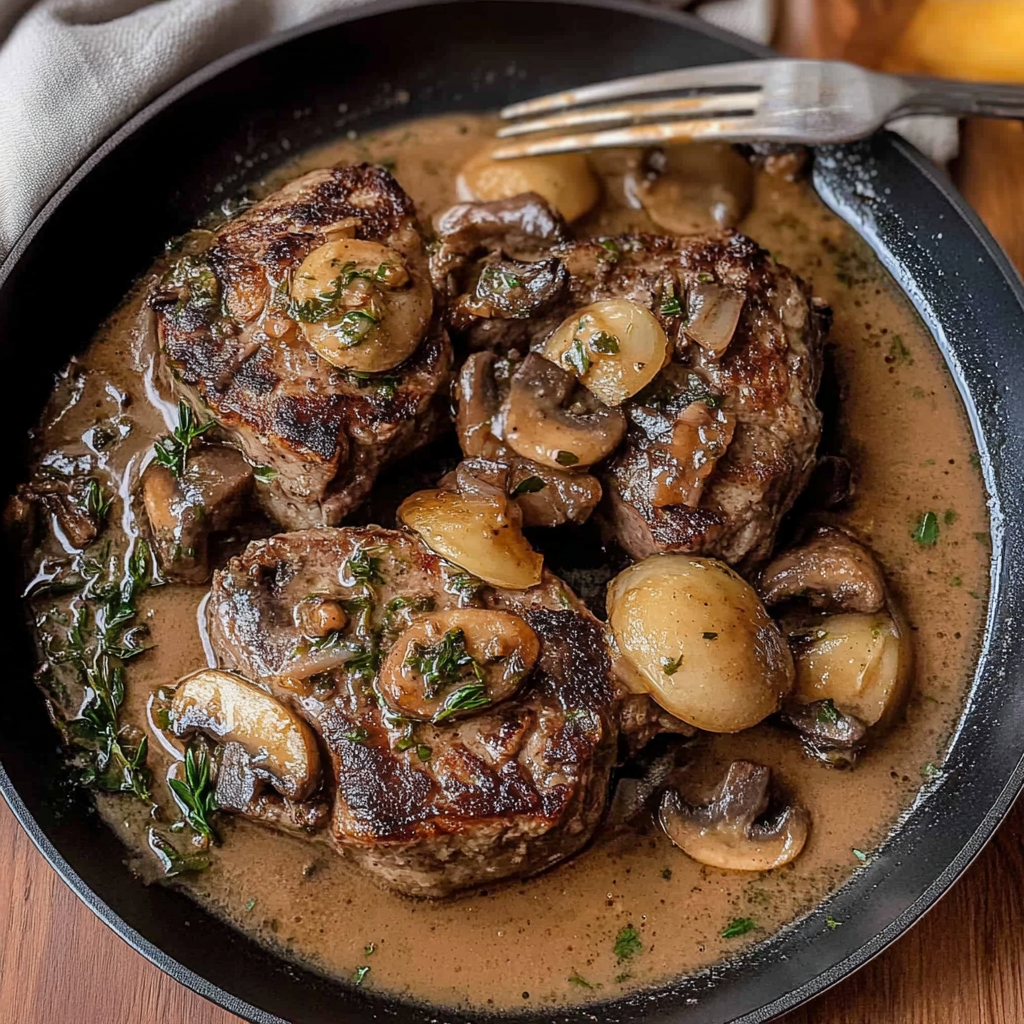 Recipe preparation for Steak Marsala